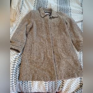 J. Crew Herringbone Tweed Wool Blend Coat L